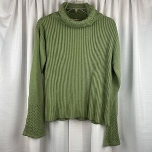 Jenny Sweater Womens Large Green Turtleneck Pullover Top Casual Dressy Soft Warm